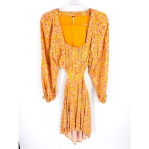Free People Jael Printed Mini Cut Out Dress XS Boho Feminine Festival Floral